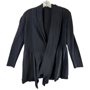 Chicos Open Front Ribbed Knit Cardigan Women One Size Black Long Sleeve